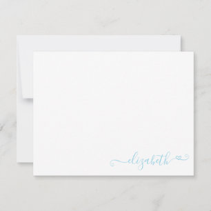 Carte De Correspondance Moderne Elégante Feminine Pastel Coeur Bleu