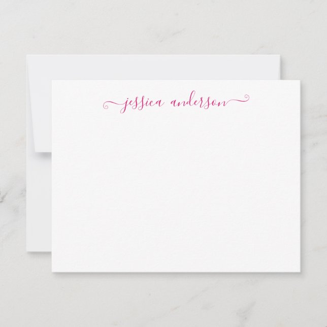 Carte De Correspondance Moderne Fille tendance Hot Magenta Pink Script (Devant)