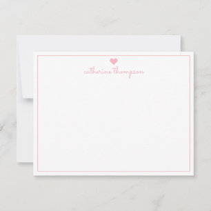 Carte De Correspondance Moderne Girl Chic Blush Coeur rose Vierge Script