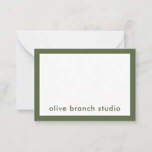 Carte De Correspondance Moderne minimaliste Olive Green Studio Nom