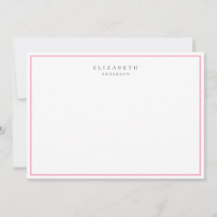 Carte De Correspondance Moderne minimaliste Rose rose unique frontière