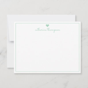 Carte De Correspondance Moderne Monnaie Verte Coeur Feminine Chic Script
