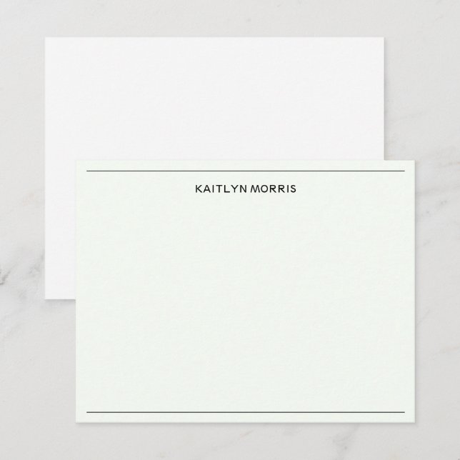 Carte De Correspondance Moderne Monogramme Noir Décontracté Vert Pâle Ultr (Devant / Derrière)