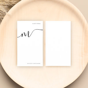 Carte De Correspondance Moderne Monogramme Script Calligraphie noir blanc