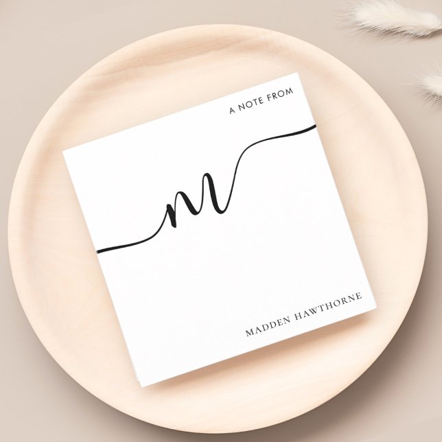 Carte De Correspondance Moderne Monogramme Script Calligraphie noir blanc (Créateur téléchargé)