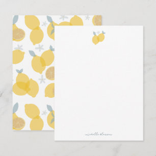 Carte De Correspondance Moderne Pastel Citrus Lemons Motif Nom personnalis