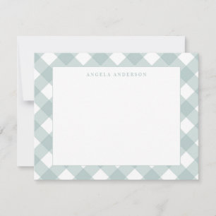 Carte De Correspondance Moderne Pastel Sarcelle Vert Gingham Carreaux