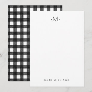 Carte De Correspondance Moderne Plaid de Buffalo Minimaliste Monogramme &