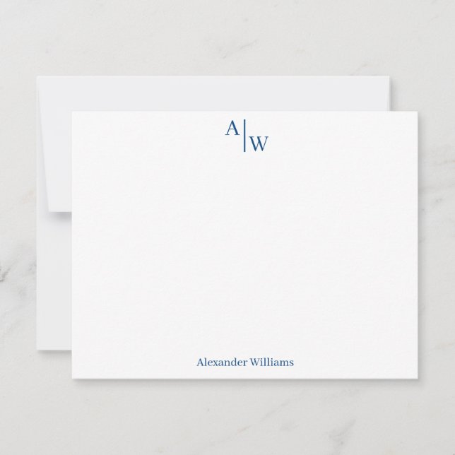 Carte De Correspondance Moderne Professionnel 2 Monogramme Base Marine Ble (Devant)