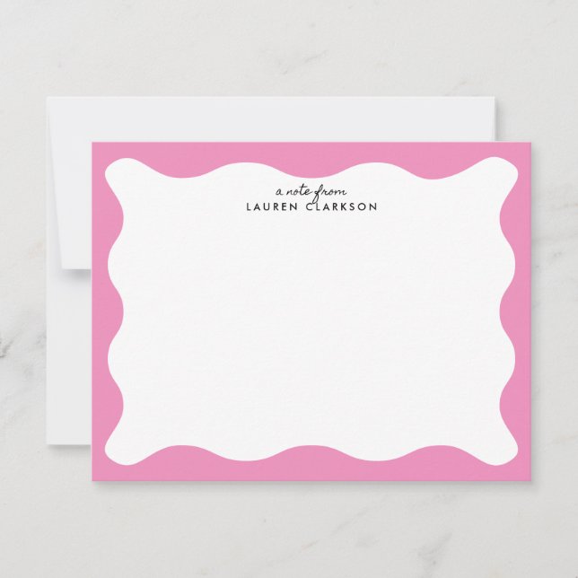Carte de correspondance moderne rose avec cadre on (Devant)