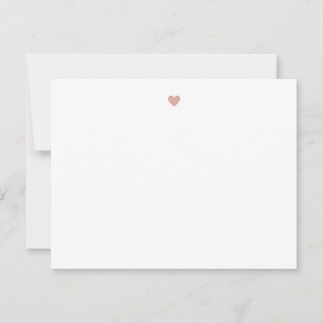Carte De Correspondance Moderne Rose Pâle Simple Cœur (Devant)