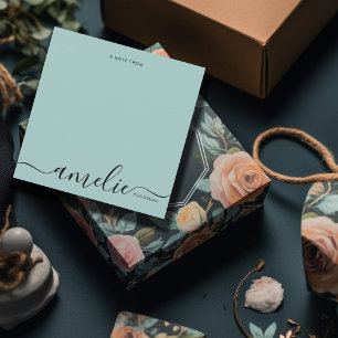 Carte De Correspondance Moderne Script Calligraphie Monogramme Mint Green