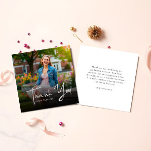 Carte De Correspondance Moderne Script Graduation Photo Budget Merci