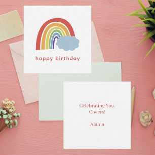 Carte De Correspondance Moderne Simple Coloré Chic Anniversaire Arc-en-cie