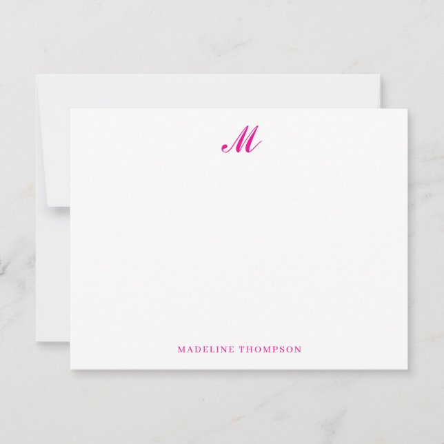 Carte De Correspondance Moderne Simple élégant Script Magenta Pink Monogra (Devant)
