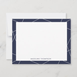 Carte De Correspondance Moderne simple géométrique Nom de la bordure bleue