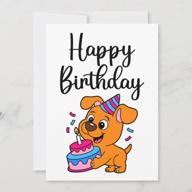 Carte De Correspondance Moderne Simple Joyeux Anniversaire Chien Mignon (Devant)