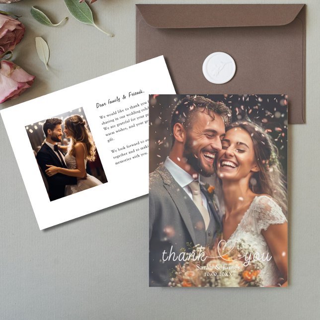 Carte De Correspondance Moderne simple Merci photo Mariage (Créateur téléchargé)