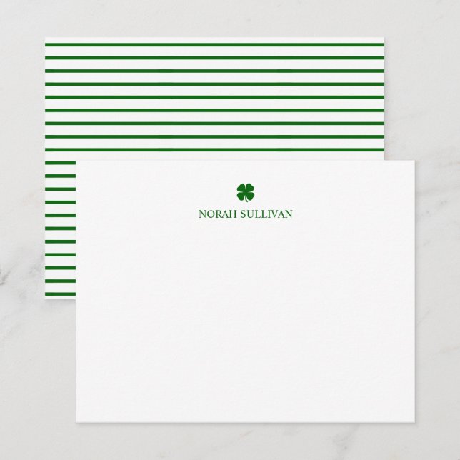 Carte De Correspondance Moderne Trèfle à quatre feuilles vert Stripe Chanc (Devant / Derrière)