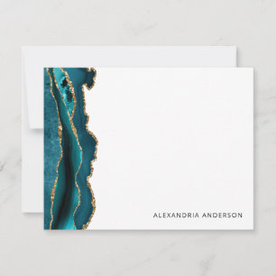 Carte De Correspondance Moderne Turquoise Vert Agate Or Parties scintillan