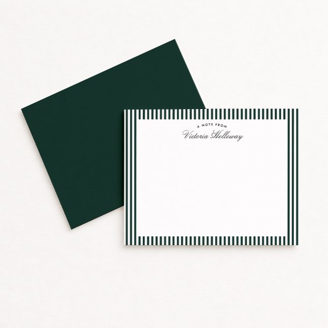 Carte de correspondance moderne vert foncé rayée (Créateur téléchargé)