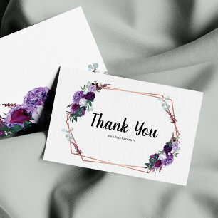 Carte De Correspondance Moderne violet Mariage Floral Merci moderne