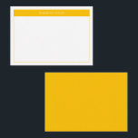 Carte De Correspondance Moderne Yellow Simple Bordure Nom Budget<br><div class="desc">Carte de note minimaliste moderne avec nom de choix. Ce design simple porte votre nom en haut,  encadré d'un bloc de couleur jaune vif avec un cadre délicat et un jaune solide au dos de cette carte de note budget.</div>