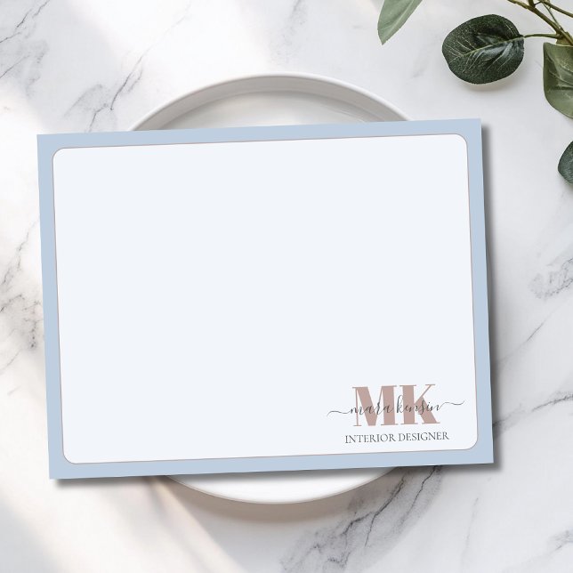 Carte De Correspondance Modert Mocha Mousse Monogram Poussiéreux Bleu (Créateur téléchargé)