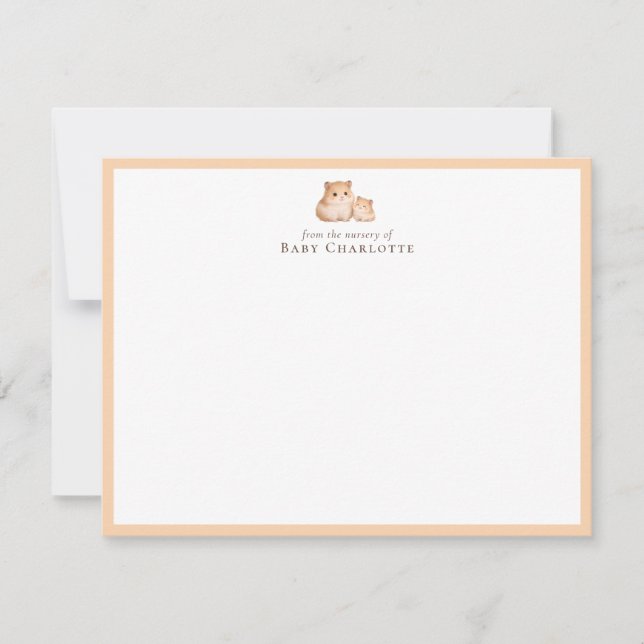 Carte De Correspondance Mom & Baby Hamster Nursery Note Card. Personalized (Devant)
