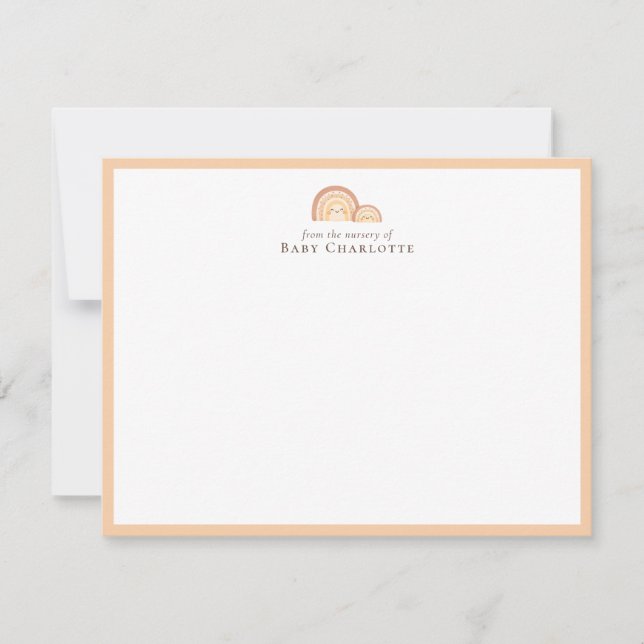 Carte De Correspondance Mom & Baby Rainbow Nursery Note Card. Personalized (Devant)