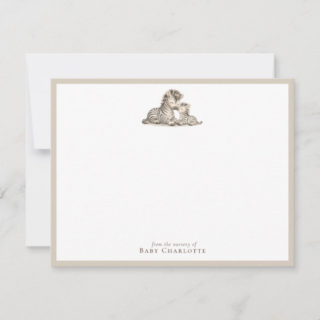 Carte De Correspondance Mom & Baby Zebra Nursery Note Card  (Devant)