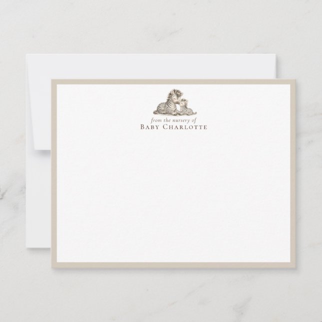 Carte De Correspondance Mom & Baby Zebra Nursery Note Card – Personalized (Devant)