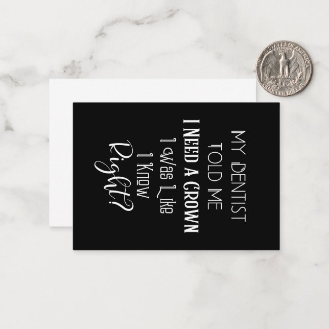 Carte De Correspondance Mon Dentiste M'A Dit Que J'Avais Besoin D'Un Humou (Devant/Arrière en situation)