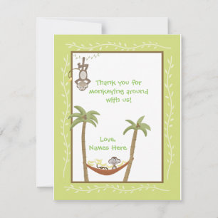 Carte De Correspondance Monkey Autour du Baby shower Merci notes