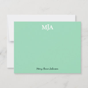 Carte De Correspondance Monnaie vert Monogramme 3 trois lettres Initiales