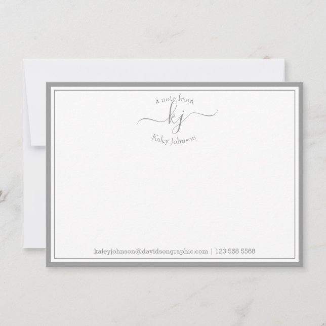 Carte de correspondance monochrome gris clair 'De  (Devant)