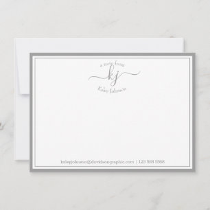 Carte de correspondance monochrome gris clair 'De