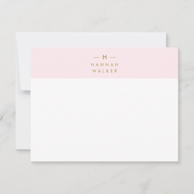 Carte De Correspondance Monogram Blush | Elegant Gold Minimum (Devant)