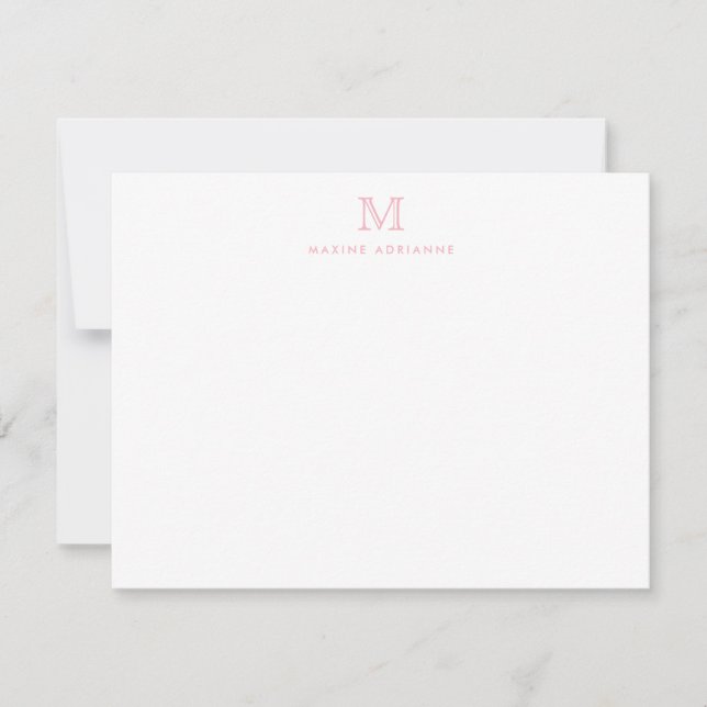 Carte De Correspondance Monogram Blush Pink Simple Classic Élégant (Devant)