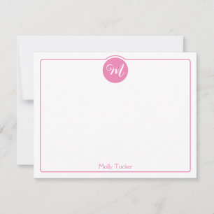 Carte De Correspondance Monogram Circle tendance Script Girly