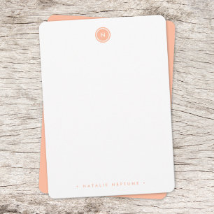 Carte De Correspondance Monogram Coral Peach Pink