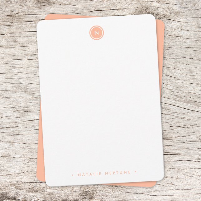 Carte De Correspondance Monogram Coral Peach Pink (Créateur téléchargé)