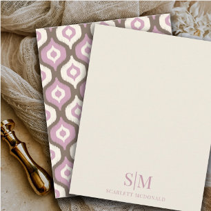 Carte De Correspondance Monogram Cream Lilac Ikat Motif Abstrait