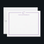 Carte De Correspondance Monogram Elegant Purple Border Stationery<br><div class="desc">This design features a thin double border with space for a monogram and name and coordinating back design. Click the customize button if you would like to adjust the design elements and/or further modify the text! Variations of this design, additional colors, as well as coordinating products are available in our...</div>