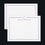 Carte De Correspondance Monogram Initial Casual Purple Border Stationery<br><div class="desc">This design features a thin double border with space for a monogram and name and coordinating back design. Click the customize button if you would like to adjust the design elements and/or further modify the text! Variations of this design, additional colors, as well as coordinating products are available in our...</div>