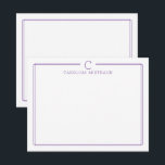 Carte De Correspondance Monogram Initial Casual Purple Border Stationery<br><div class="desc">This design features a thin double border with space for a monogram and name and coordinating back design. Click the customize button if you would like to adjust the design elements and/or further modify the text! Variations of this design, additional colors, as well as coordinating products are available in our...</div>