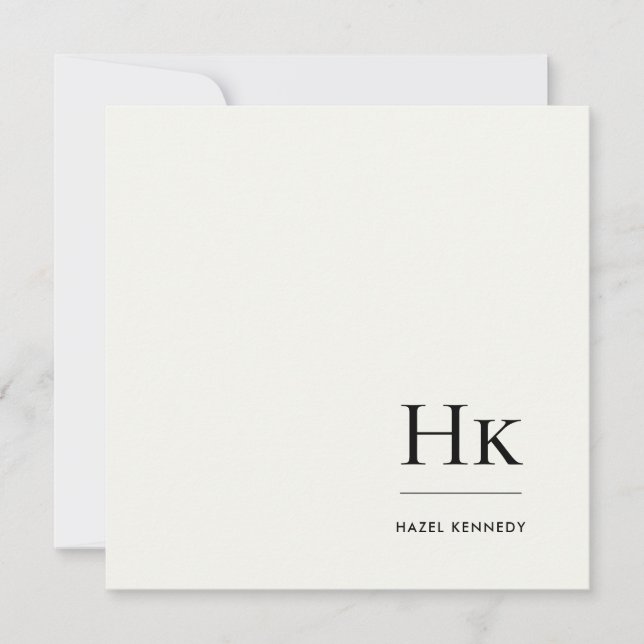 Carte De Correspondance Monogram Simple Modern Monogrammed Ivory Notecard (Devant)