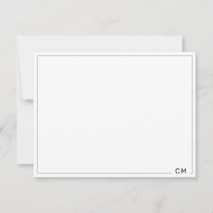 Carte De Correspondance Monogramme à deux lettres avec bordure fine noire