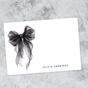 Carte De Correspondance Monogramme aquarelle à nœud noir