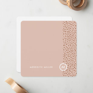 Carte De Correspondance Monogramme beige tendance avec Boho en terre cuite
